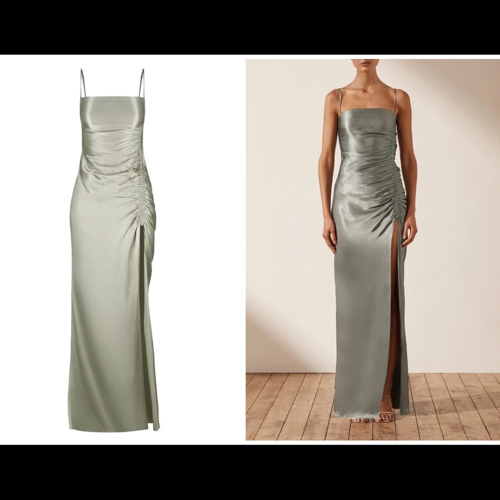 Shona Joy La Lune Ruched Maxi Dress in Sage. Brand New With Tags.